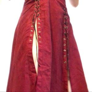 velvet violet laced up skirt